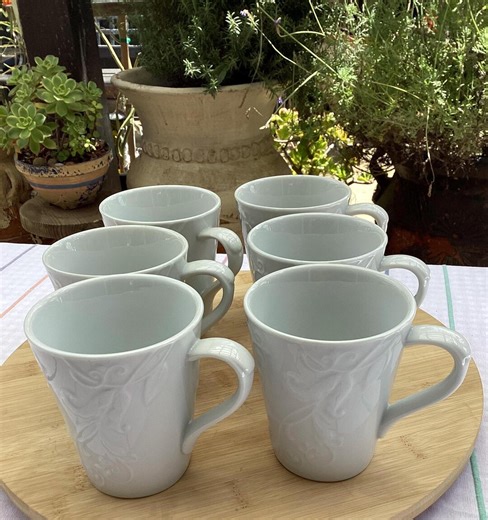 Corelle Coordinates White Porcelain Coffee Cup, Embossed Scroll Design, Sold Individually - Etsy