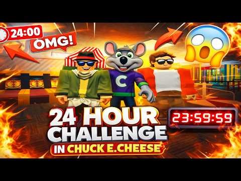 24 HOUR CHALLENGE IN CHUCK E. CHEESE *BLOXBURG* (WITH AI)