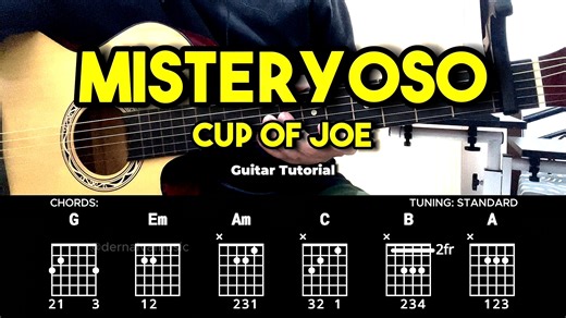 Misteryoso - Cup Of Joe | Guitar Chords Tutorial For Beginners #chords #guitartutorial | dernalvamusic