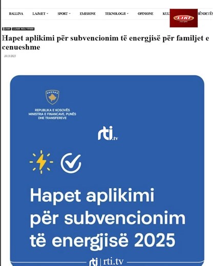 Hapet aplikimi për subvencionim të energjisë elektrike për familjet e cënueshme | RTI | RTI