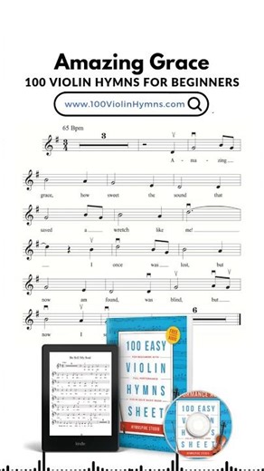 Amazing Grace Violin Sheet Music– From 100 Hymns for Beginners