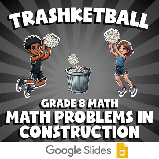 Math Problems in Construction TRASHKETBALL Math Game | No Prep Grade 8 Review