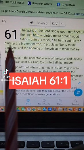 Isaiah 61:1 KJV The Spirit of the Lord God is upon me; because the Lord hath anointed me to preach good tidings unto the meek; he hath sent me to bind up the brokenhearted, to proclaim liberty to the captives, and the opening of the prison to them that are bound; | One Minute Prayer