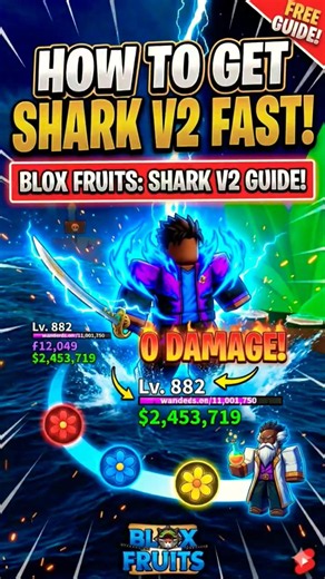 How to get SHARK V2 FAST! 🦈 (0 Water Damage Guide) #shorts #bloxfruits