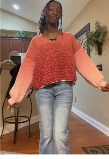 Part 2 of crocheting a fuzzy sweater :) #crochet #fyp