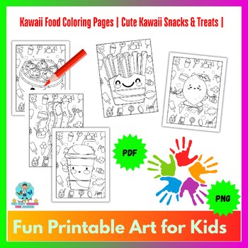 Kawaii Food Coloring Pages | Cute Kawaii Snacks & Treats | Fun Printable Art