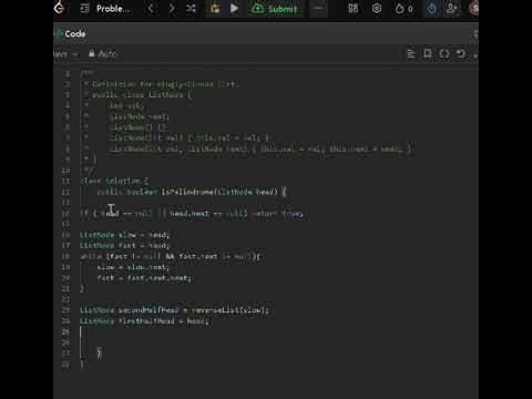 LinkedList Palindrome. # LeetCode problem # Java programming 