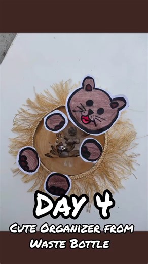 Day 5| From Waste Plastic Bottle to Cute Organizer in 5 Minutes | Best Out of Waste | Easy DIY Idea