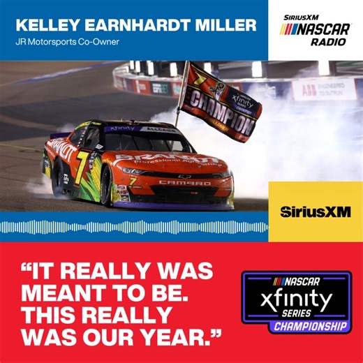 🗣️ Kelley K Earnhardt recounts the final laps of Saturday's race and Justin Allgaier winning his first NASCAR Xfinity Series championship for JR Motorsports. 💭 "We really wanted to win the race. but we really wanted to win the championship more." | SiriusXM NASCAR Radio