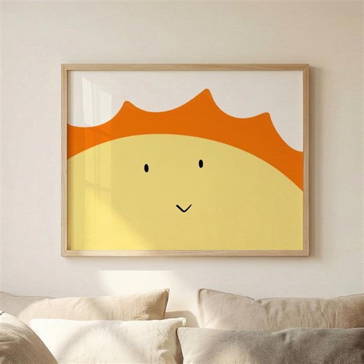 Minimalist Smiling Sun Art Print – Happy Yellow Nursery Decor (digital Download) - Etsy