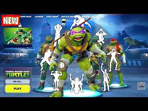 TMNT Fortnite DONATELLO (by NINJA TURTLES) doing all Built-In Emotes and Funny Dances シ