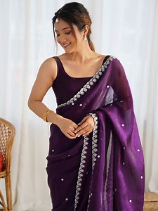 Buy Anouk Embellished Sequinned Tissue Saree -  - Apparel for Women