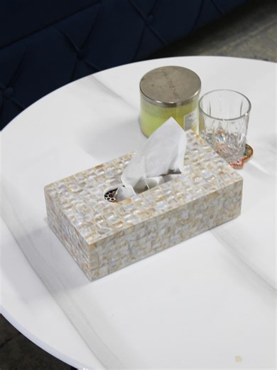 Mother of Pearl Tissue Box Cover | Shell Inlay Tissue Holder | Luxury Bathroom Decor | Rectangular Tissue Case | Coffee Table Organizer - Etsy