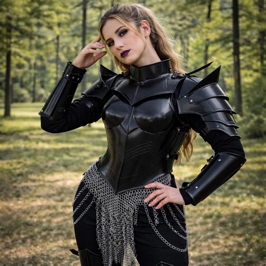 Handmade Female Knight Armor Set, Black Medieval Warrior Cosplay Costume Halloween Fit for Her - Etsy