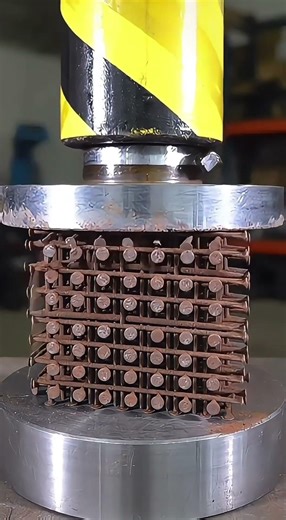 Hydraulic Press vs 400 Rusty Nail Lattice 🔩💥