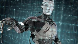 Robot working with information data grid network in virtual environment