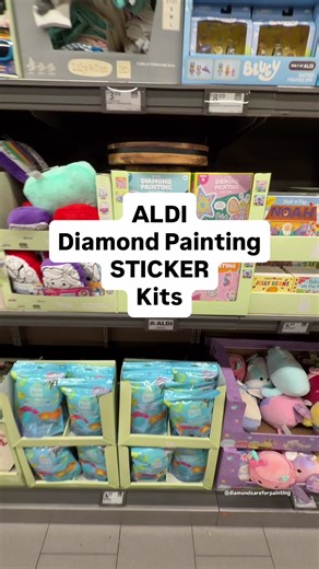 NEW diamond painting kits found at Aldi this week. These are from @creativityforkids and they are STICKER diamond painting kits. There are four kits to pick from! #aldifinds #aldicrafts #diamondpainting #stickerdiamondpainting #budgetcrafts