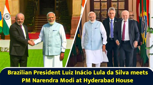 Brazilian President Luiz Inácio Lula da Silva meets PM Narendra Modi at Hyderabad House