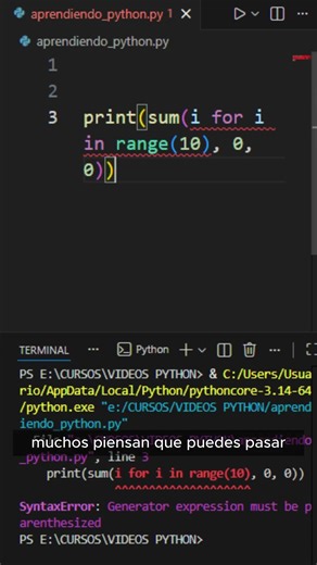 Reto Avanzado python: ¿Error en SUM()? #programming #viral #shorts #python