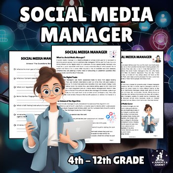 Social Media Manager Reading Comprehension | Career Exploration Worksheet