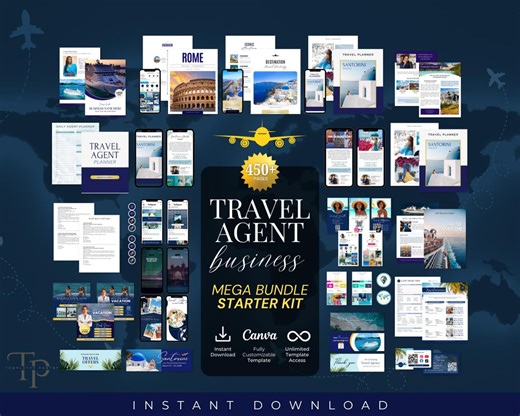 Travel Agent Business Mega Bundle Starter Kit, Travel Instagram Post & Story, Travel Agent Forms Cards, Travel Agent Agency Marketing, Canva - Etsy