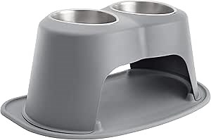 WeatherTech Double High Pet Feeding System - Elevated Dog/Cat Bowls - 12 inch High Dark Grey (DHC6412DGDG)