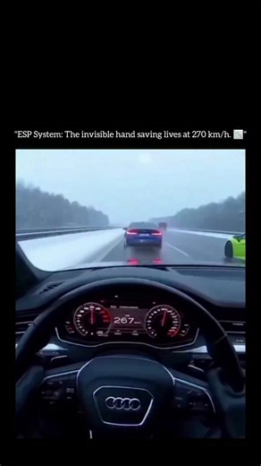 X.treams on Instagram: "At 270 km/h on a wet road, a sharp swerve usually guarantees a disaster. Traction is low, and momentum is high. 🌧️⚠️ But watch the blue BMW ahead. It makes an aggressive cut to the right, loses grip for a split second, and then magically snaps back into a straight line. This is DSC (Dynamic Stability Control) in action. The computer detected the slide and applied brakes to individual wheels in milliseconds to "pull" the car back straight. This isn't just driving skill; i