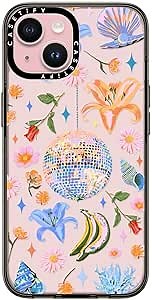 CASETiFY Compact iPhone 15 Case [4 ft. 2X Military Grade Drop Protection/Slim/Lightweight] - Disco Magic - Clear Black