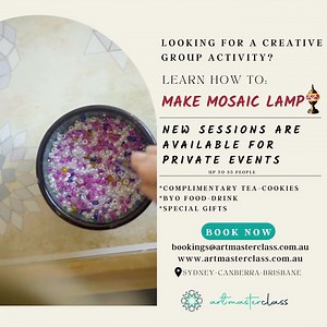 Looking for a creative group activity this holiday? Try Mosaic Lamp Making!🔥 We host awesome Mosaic Lamp Workshops, always full of creativity for all ages! If you are interested in a private booking with friends or family, Book Now 😍 | Art Masterclass