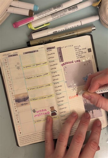 Happy Sunday! This is becoming my favorite day of the week! I tried for a winter vibe this week with some snowy scenes and snowflake stickers :) #planwithme #hobonichi #hobonichiweeks #januaryplanwithme