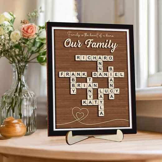 Custom Scrabble Family Name Frame,scrabble Puzzle,grandkid Crossword Scrabble Wooden Sign,unique Gift for Parents Grandparent,last Name Sign - Etsy