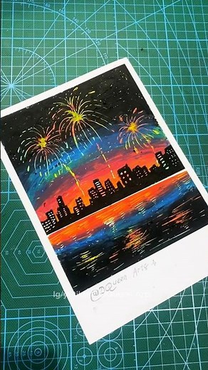How to draw fireworks using oil pastels 🎆 #art #drawing #drawingtutorial #howtodraw #dqueenarts
