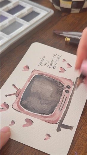 Painting a Retro TV Valentine | Easy Watercolor for Beginners