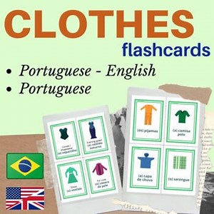PORTUGUESE clothes FLASH CARDS | Roupas clothes portuguese flashcards