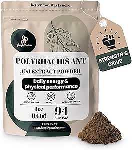 Jungle Powders Black Ant Extract Powder 30:1 Concentration, 94 Servings - 5 Ounces of Pure Polyrhachis Black Ant Supplement, Filler Free Changbai Mountain Ant Traditional Mens Health Support for Drive