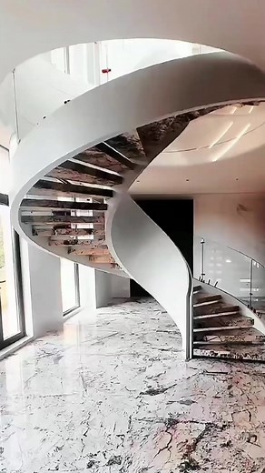 Circular Stair Design for Small Spaces | Marble and Steel | Unique Circular Staircase