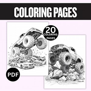 Monster Truck Coloring Book, Extreme Off-road (20 Pages) (digital Download) - Etsy
