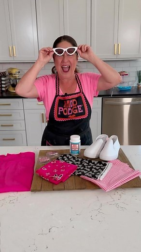 No Sew ✂️ Barbie Appliqué Fabric Decoupage with Mod Podge. #barbie #barbiegirl #handmade #tshirts #applique #sewing #diyfashion | Handmade Happy Hour with Cathie Filian
