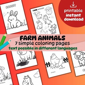 7 Farm Animal Coloring Pages – Printable PDF for Kids | Farm Animals Activity | Instant Download | Farm Coloring Sheets - Etsy Australia