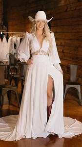 Boots on, veil ready 🤍🤠 Western brides, this one’s for you. From lace and fringe to clean silhouettes with a little cowgirl soul, our western wedding dresses are made for saying “I do” your way—effortless, timeless, and a little untamed. Come find the dress that feels just as at home under the chapel lights as it does under the open sky ✨ #westernwedding #fortworthtexas #weddingdressinspo #texaswedding | Birdie Bridal Headquarters