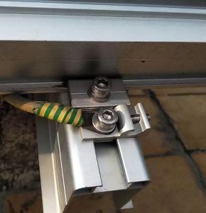 [Hot Item] Sistema de montaje de panel solar en el suelo y en el techo, clip de conexión a tierra, soportes de aluminio, terminal de conexión a tierra, cable