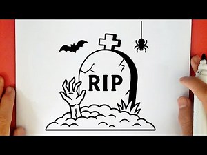 HOW TO DRAW A SPOOKY TOMBSTONE FOR HALLOWEEN