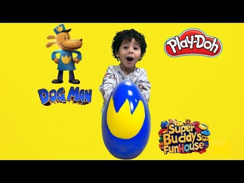 GIANT Play Doh DOG MAN Surprise Egg