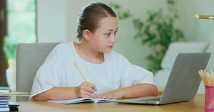 Cute Teen Girl Desk Laptop Doing Stock Footage Video (100% Royalty-free) 1060818265 | Shutterstock