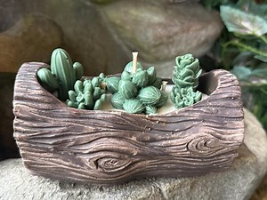 Cactus Succulent Log Planter Soy Candle, Cement Log 5.5" - Etsy