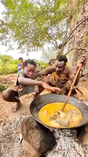 Hadzabe Uncle vs Nephew During Cooking 😂🔥 | Funny Village Life Moment in Africa#shortsfeed #trend