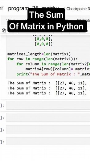 Python Trick Sum of Matrix Explained Simply! #python #ai