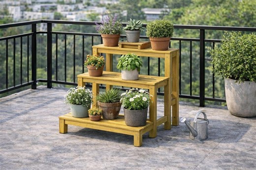 Outdoor Plant Stand Plans | Multi Level Wooden Plant Shelf DIY PDF - Etsy