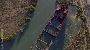 Ship wreck Mutton Cove port Adelaide. Historic site of Australia aerial view