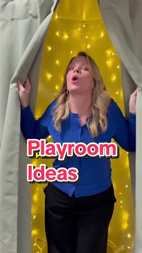 Who knew a shower curtain rod and some curtains could be so magical?!! 🎪 ✨. To see more clever kids' playroom ideas and tips for home organization 🤩 head to link in bio to check out my latest YouTube video where we surprise a mom with a space for her to spend time together with her family . . . and give her a space of her own! OOOO it's so good! Have a peek and lmk what you think! #kidsplayroomideas #homeorganization #homeorganizing #roommakeover #homemakeovers #clutterbug #homehacks